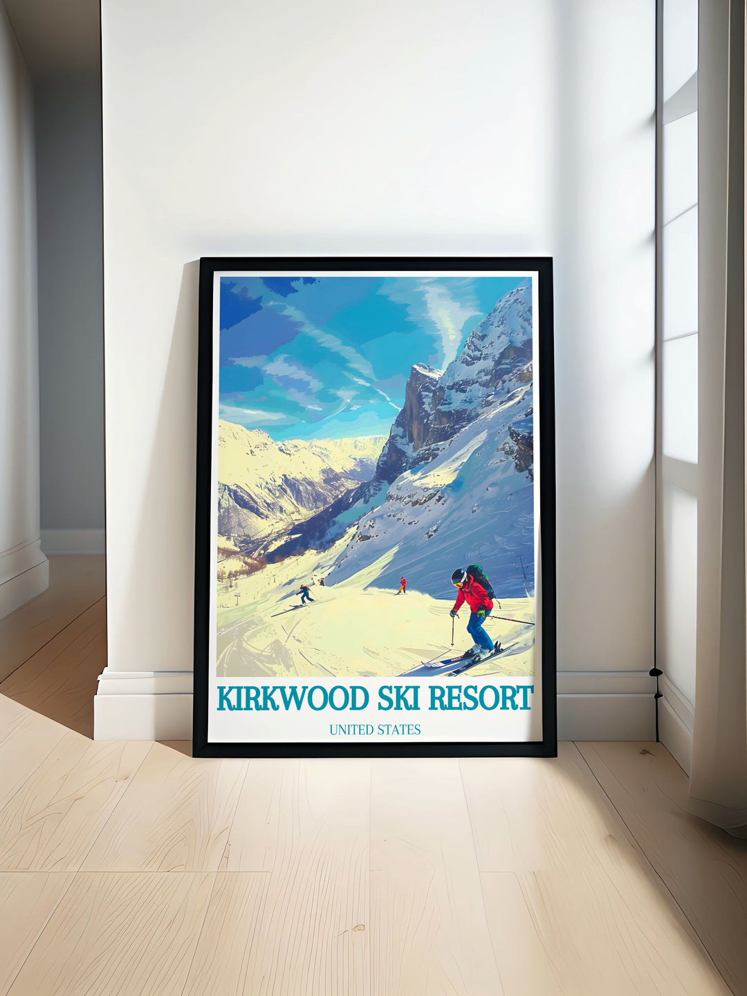 Vibrant print of Thunder Saddle at Kirkwood Ski Resort featuring the iconic ski slopes and stunning mountain vistas perfect for adding adventure to your living space ideal for ski enthusiasts and nature lovers