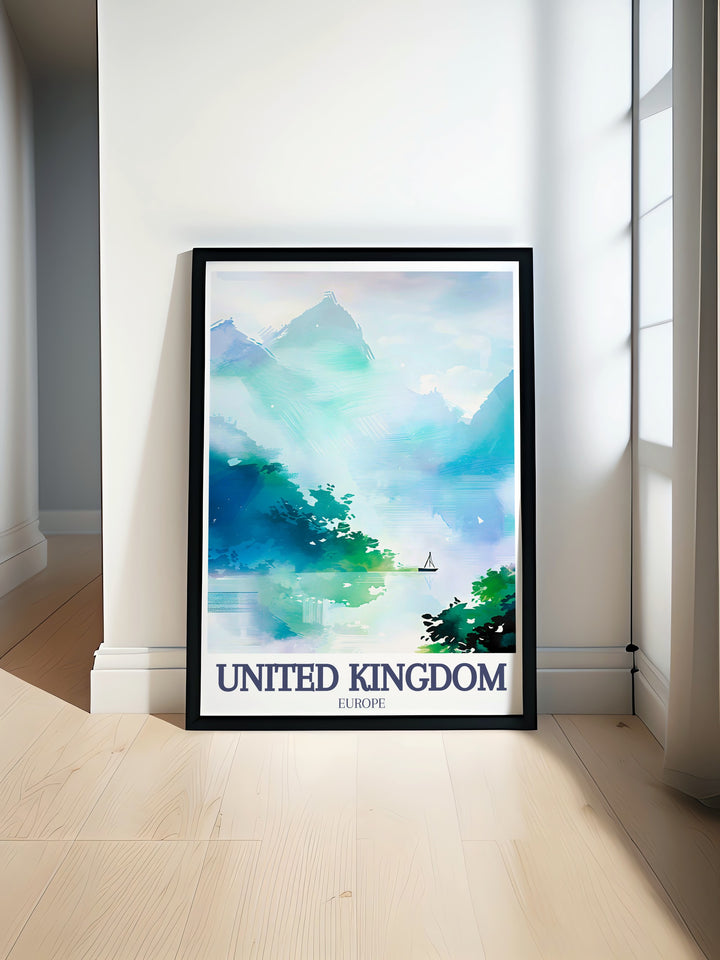 Bring the beauty of the United Kingdoms Loch Ness and Scottish Highlands into your home with this detailed travel print. The poster showcases the iconic scenery, highlighting the majestic hills and serene waters, perfect for adding a touch of Scottish charm to your décor.