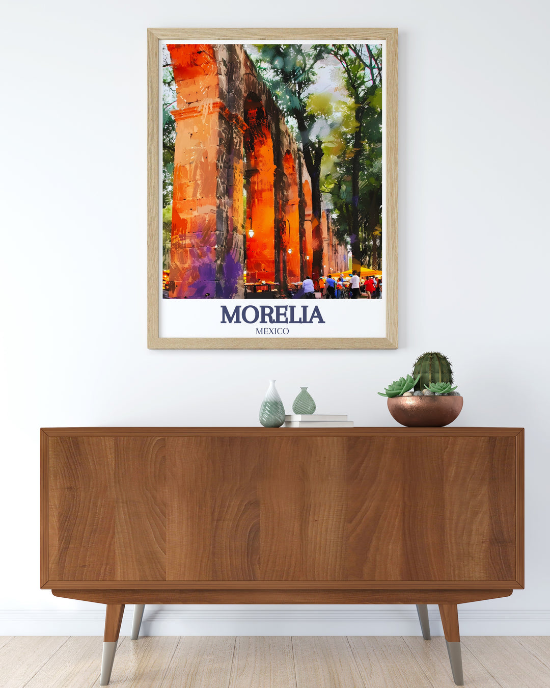 Featuring Morelias iconic aqueduct and the serene Avenida Acueducto, this art print is a celebration of the citys historic beauty. With its bold colors and intricate details, its the perfect addition to any home or office.