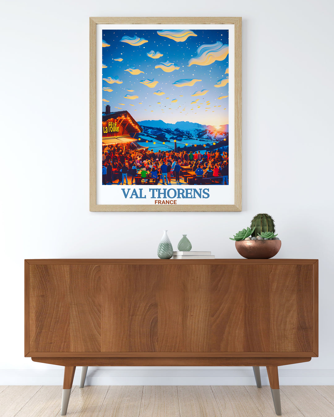 Val Thorens ski resort print with La Folie Douce perfect wall art for ski lovers who appreciate vintage ski art and travel posters this stunning print captures the alpine spirit ideal for decorating modern or traditional spaces with skiing wall art.