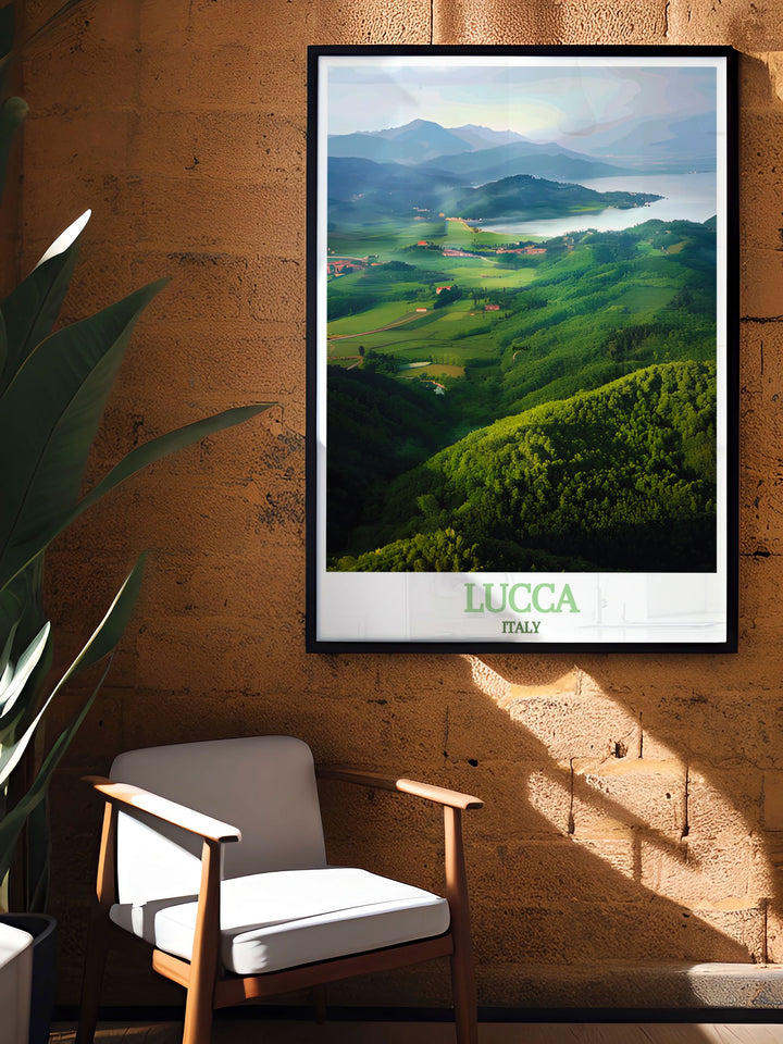 Lucca Map and Lago di Massaciuccoli Framed Prints offering a blend of historical elegance and modern aesthetics suitable for various spaces and perfect for gifting occasions