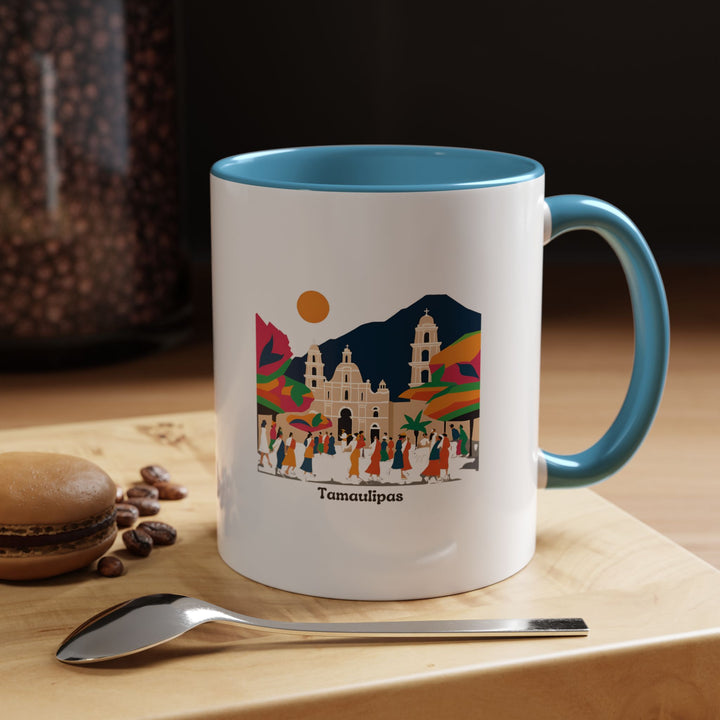 Experience the charm of Mexico with this Tamaulipas Mexico Mug showcasing intricate designs of Mexican heritage. This ceramic 11oz mug is microwave safe and dishwasher safe, ideal for daily use. A practical and artistic piece, perfect for enjoying your favorite hot beverages and celebrating Mexico's rich culture.