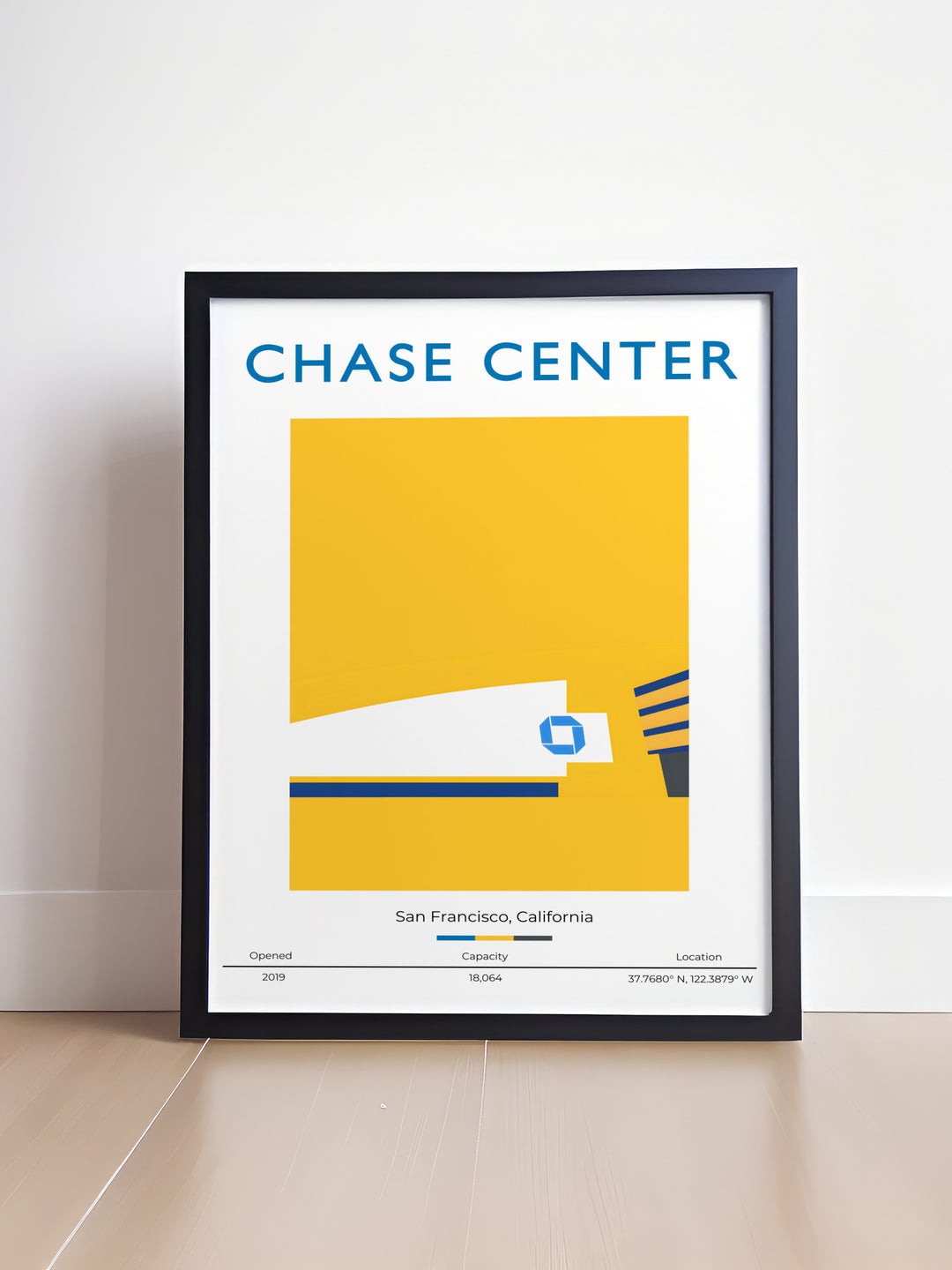 Bold Chase Center Modern Prints featuring the home of the Warriors perfect for any fan looking to add a dynamic focal point to their living room or bedroom an ideal gift for birthdays or special occasions for basketball lovers and Golden State fans.