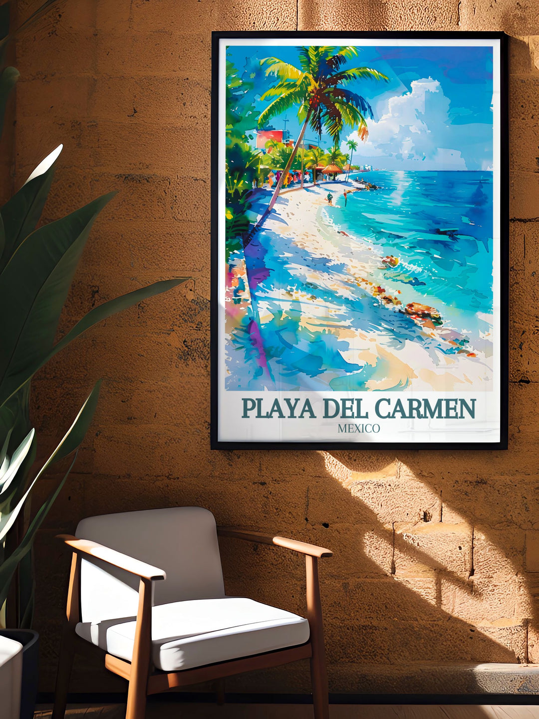 Bring the tranquility of the Caribbean Sea into your home with this Playa Del Carmen wall art. The detailed and colorful depiction of Mexicos coastal beauty makes it a perfect addition to any home decor collection.