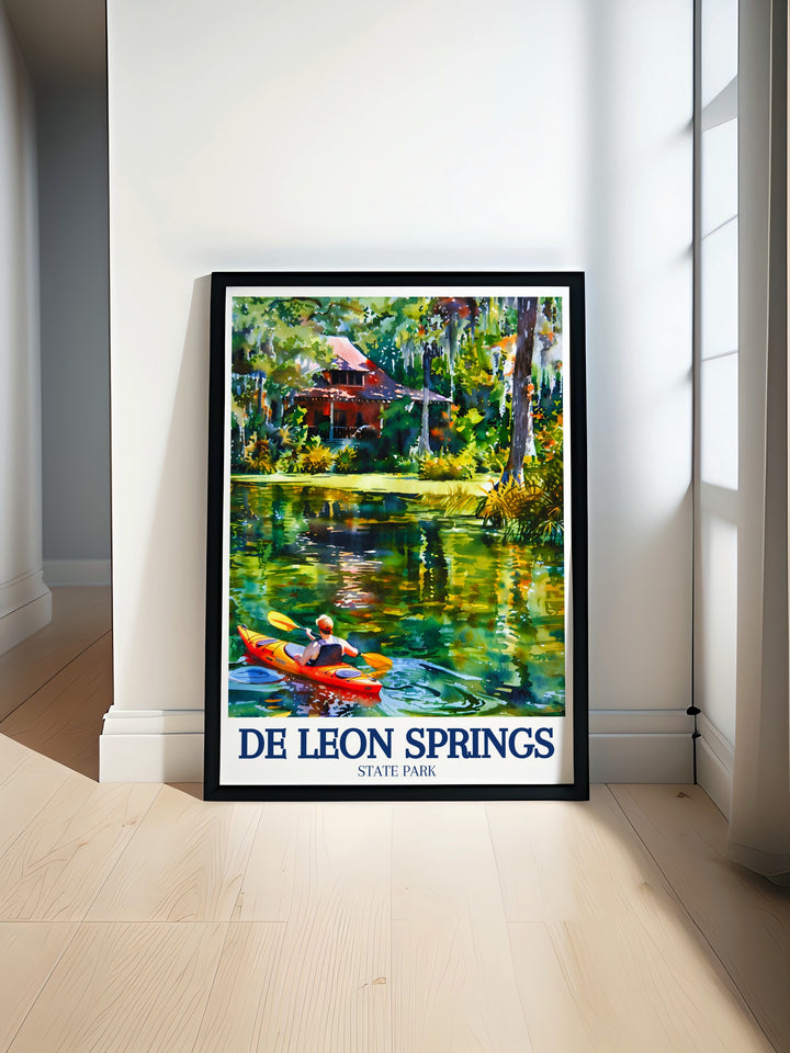 Lake George Framed Art presenting a stunning view of Lake George State Forest, where the natural beauty of Floridas woodlands is on full display. The framed art adds a sophisticated touch to any room, celebrating the wild and untamed landscapes of Florida.