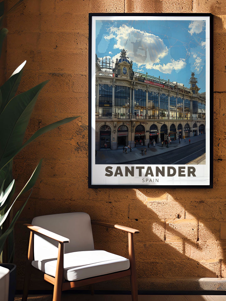 Mercado de la Esperanza art print from Santander brings the vibrant colors and energy of Spains iconic market to your walls, creating a bold centerpiece for your living room or an unforgettable gift for anyone who loves Spanish art.