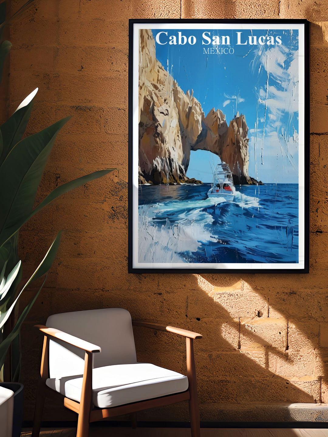 Elegant El Arco framed print from Cabo San Lucas This black and white artwork is perfect for adding a touch of sophistication to your home decor showcasing the famous El Arco formation and capturing the allure of Cabo San Lucas