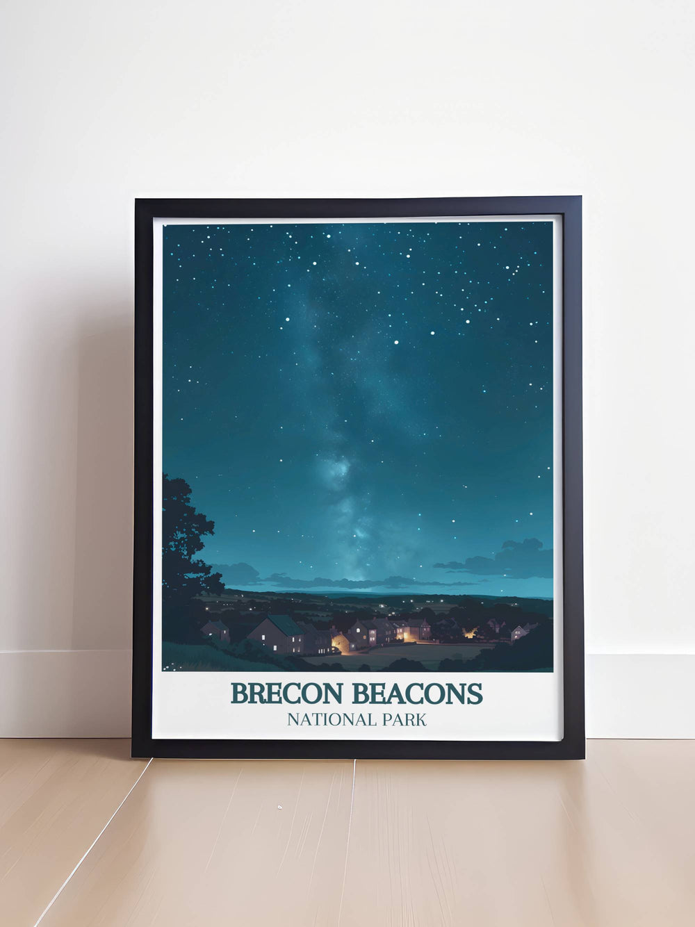 Vintage Travel Print of Brecon Beacons Wales brings the majestic scenery of the national park into your home. The retro design evokes nostalgia while modern prints ensure vivid details. This print is a must have for nature lovers and Dark Space Reserve Digital art enthusiasts.