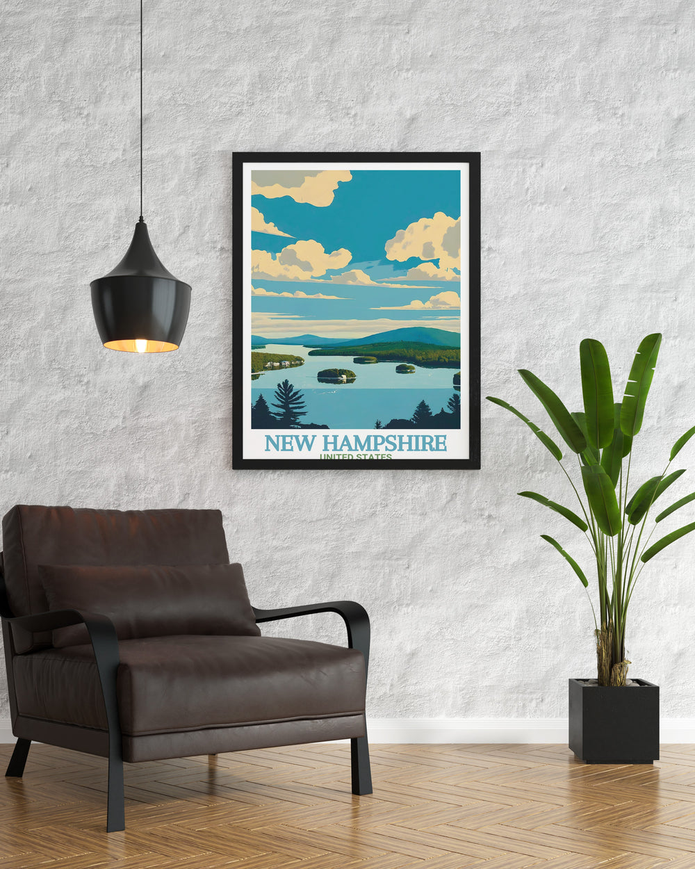 Featuring both Mount Washington and Lake Winnipesaukee, this New Hampshire Wall Print brings the best of the states natural beauty into your space. Ideal for adventurers, hikers, and outdoor enthusiasts.