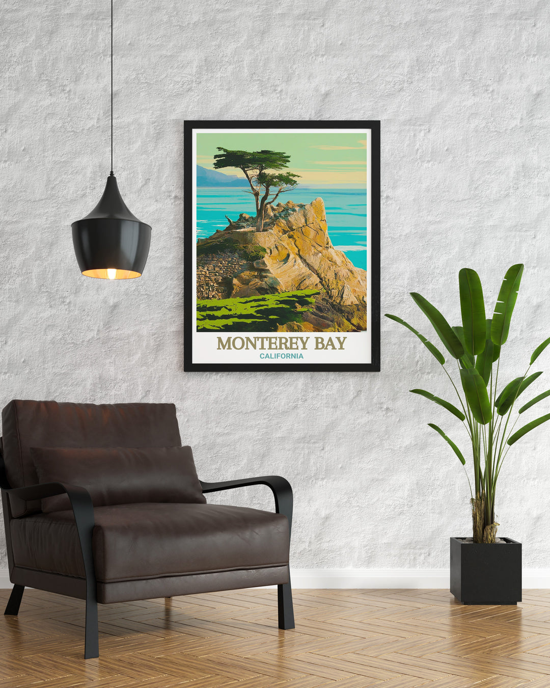 Beautiful Monterey Bay wall art showcasing the iconic 17 Mile Drive in California. Perfect for nature lovers and art enthusiasts. This detailed artwork brings the tranquility and splendor of the 17 Mile Drive to life.