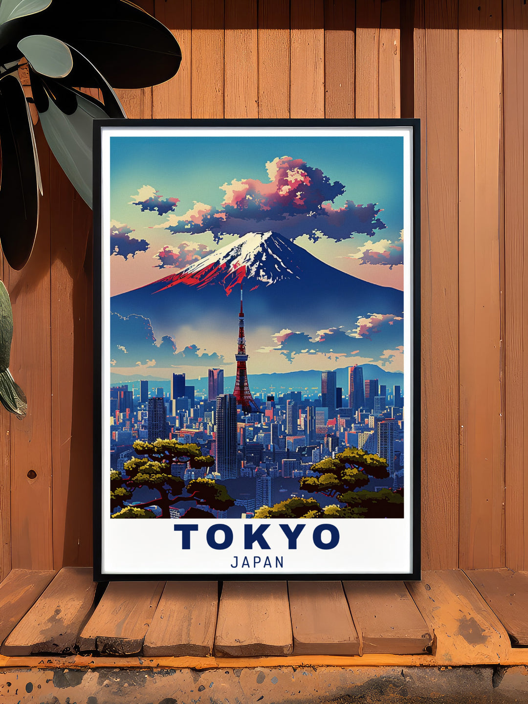 Our Mount Fuji and Tokyo travel print captures the essence of Japans most famous sights. From the snowy peak of Mount Fuji to the bustling metropolis of Tokyo, this artwork is perfect for anyone looking to add a touch of Japanese elegance to their home or office.