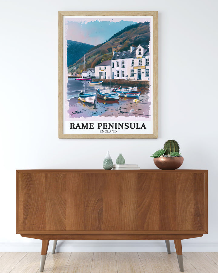 This captivating Cornwall artwork featuring Mount Edgcumbe in the Rame Peninsula is perfect for adding a touch of elegance to your home decor Whether as a Cornwall gift or a personal keepsake this print is a timeless representation of Cornwalls beauty.