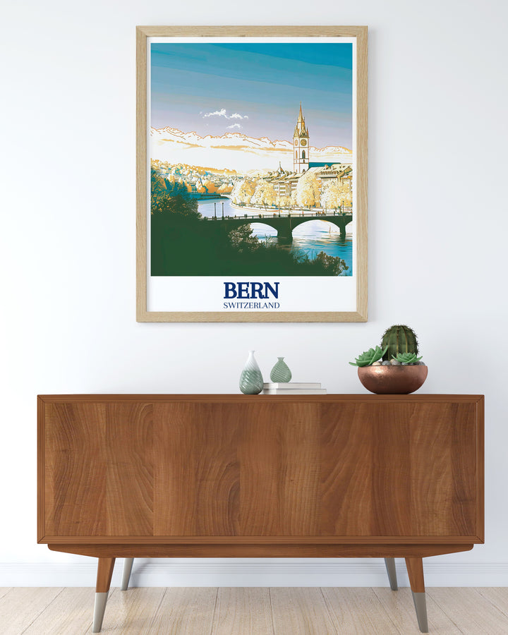 Bern Cathedral canvas art showcases the grandeur of Switzerlands most iconic Gothic church, standing proudly in the heart of Bern. The detailed artwork makes this a must have for lovers of Swiss culture and history, perfect for home or office decor.