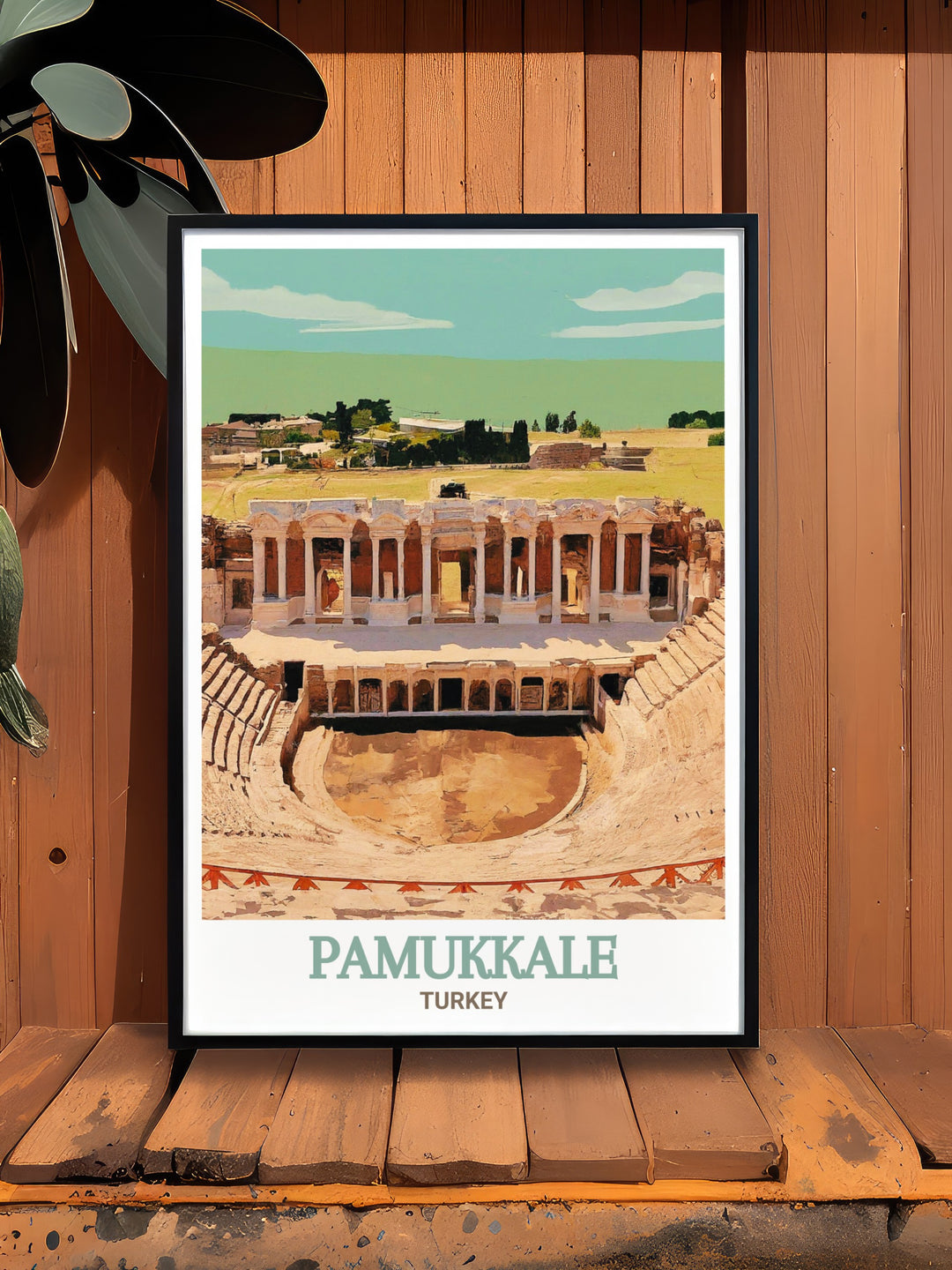 This Hierapolis Theatre poster captures the awe inspiring beauty of one of Turkeys most famous ancient sites, making it an excellent addition to any home. The detailed depiction of the theatres architecture and scenic views brings the grandeur of ancient Turkey into your space.