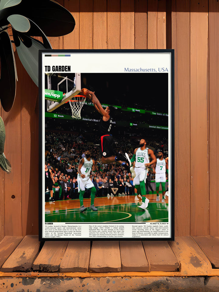 Celtics Painting with a vintage design capturing the excitement of games at TD Garden perfect for birthday gifts and Fathers Day gifts