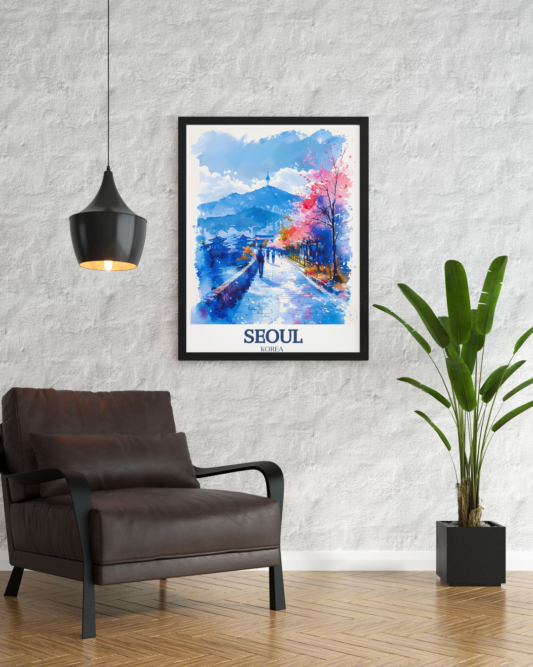 Captivating Seoul Artwork featuring N Seoul Tower and Bukchon Hanok Village perfect for home decor and gifts these prints highlight the best of South Korea combining vibrant colors with detailed craftsmanship