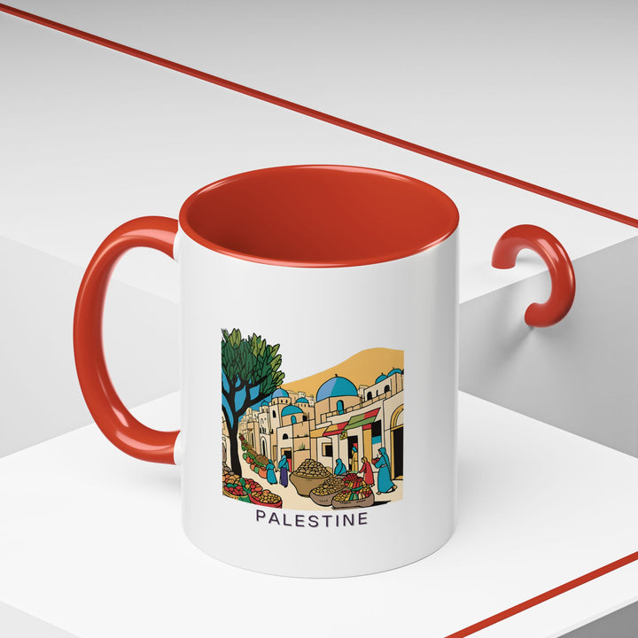 Celebrate your love for Palestine with this artistic ceramic mug. Featuring vibrant and detailed artwork, it is microwave and dishwasher safe, making it ideal for daily use or as a meaningful gift for cultural enthusiasts and collectors.