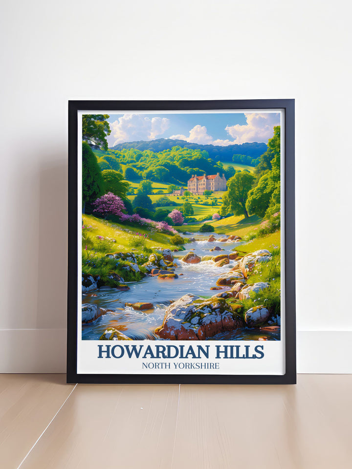 A vibrant fine art print of the Howardian Hills, capturing the lush greenery and rolling landscapes of North Yorkshire. This piece showcases the natural beauty and tranquility of the countryside, perfect for adding a touch of serenity to your home decor.