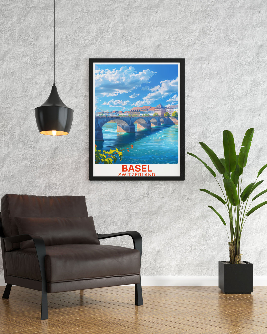 Mittlere Brucke travel print showcasing the architectural beauty of Basel Switzerland perfect for adding a touch of Swiss elegance to any room in your home a stunning piece of wall art that is also a perfect gift for those who love traveling and exploring