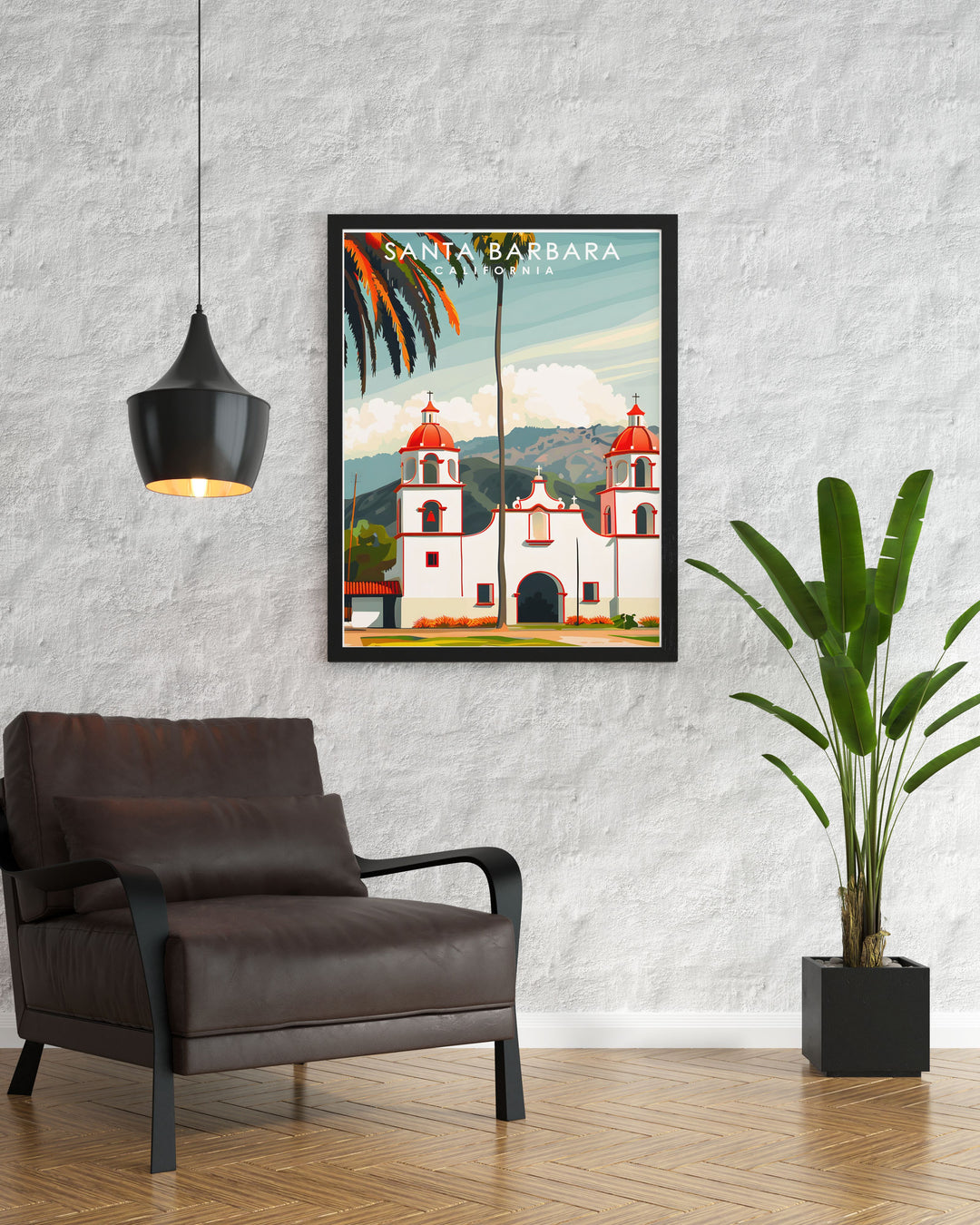 Santa Barbara Mission Modern Prints with intricate city map details and vibrant colors ideal for enhancing any living space with a touch of elegance perfect as an anniversary birthday or Christmas gift for friends or loved ones