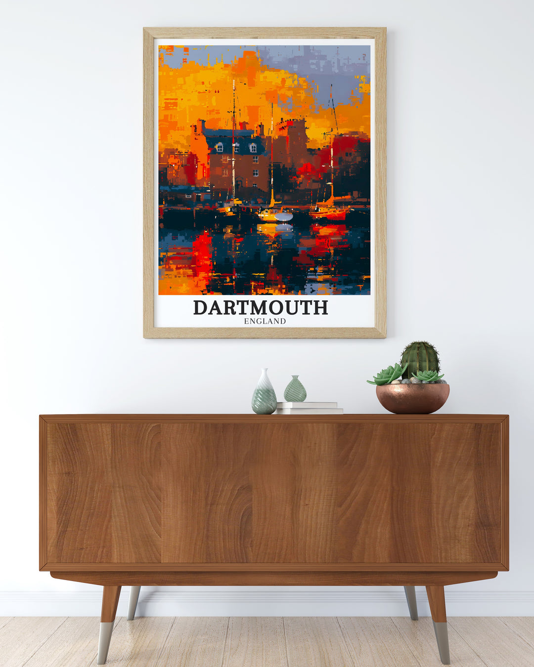 This travel poster captures the essence of Dartmouth Harbour and the gentle flow of the River Dart, making it a great addition to any room. The detailed illustration brings both the vibrancy of the harbor and the tranquility of the river to life.