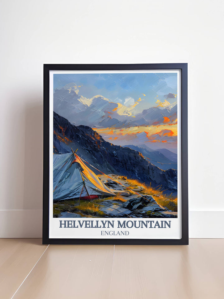 Vintage travel print of Striding Edge capturing the essence of the Lake Districts stunning scenery ideal for those who cherish the great outdoors and want to bring the spirit of adventure into their home a beautiful piece of national park art