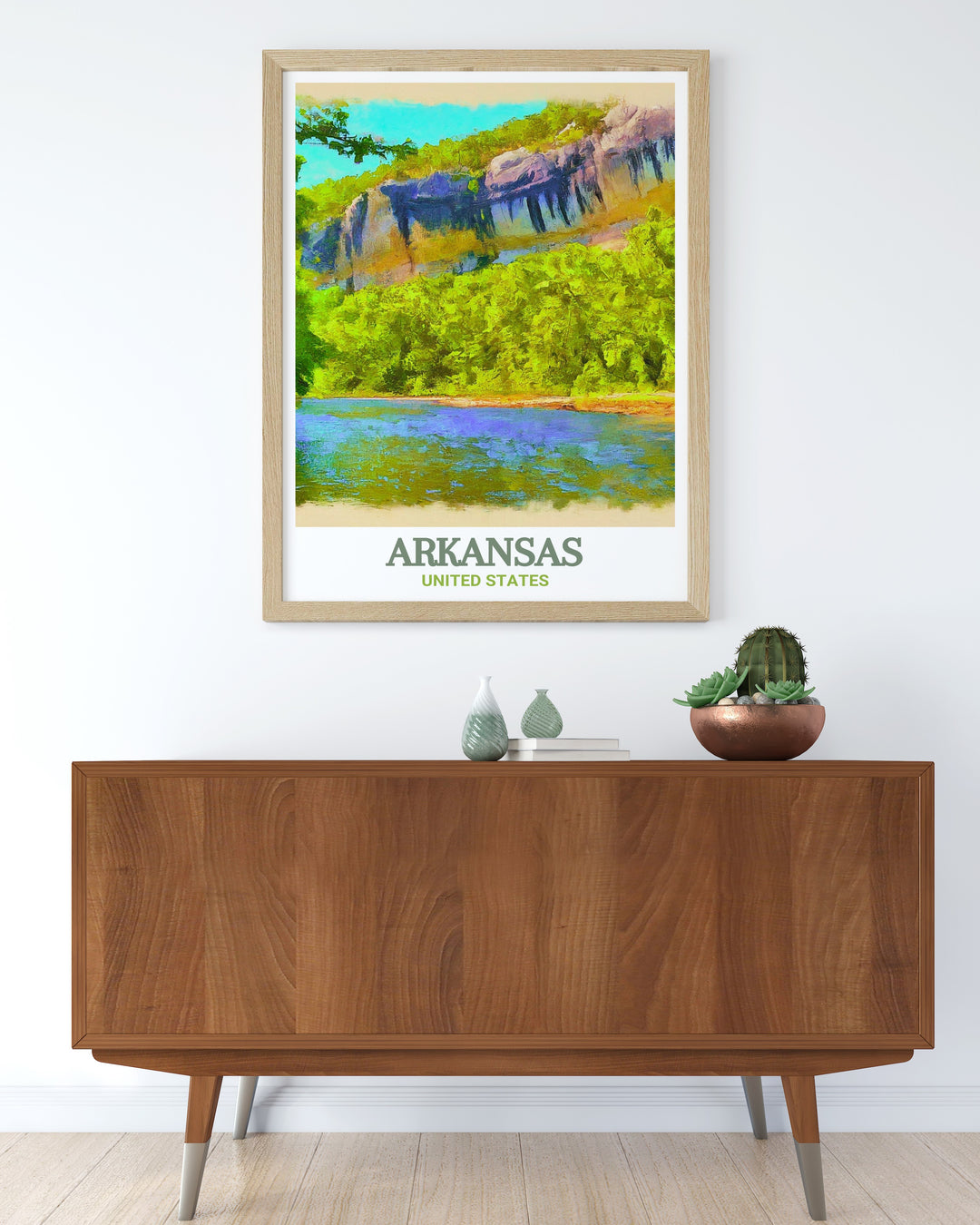 Framed print of Buffalo National River in Arkansas, highlighting the scenic beauty of this renowned river. A great gift for travelers and nature lovers, this artwork brings the charm of Arkansass landscapes into your living space.