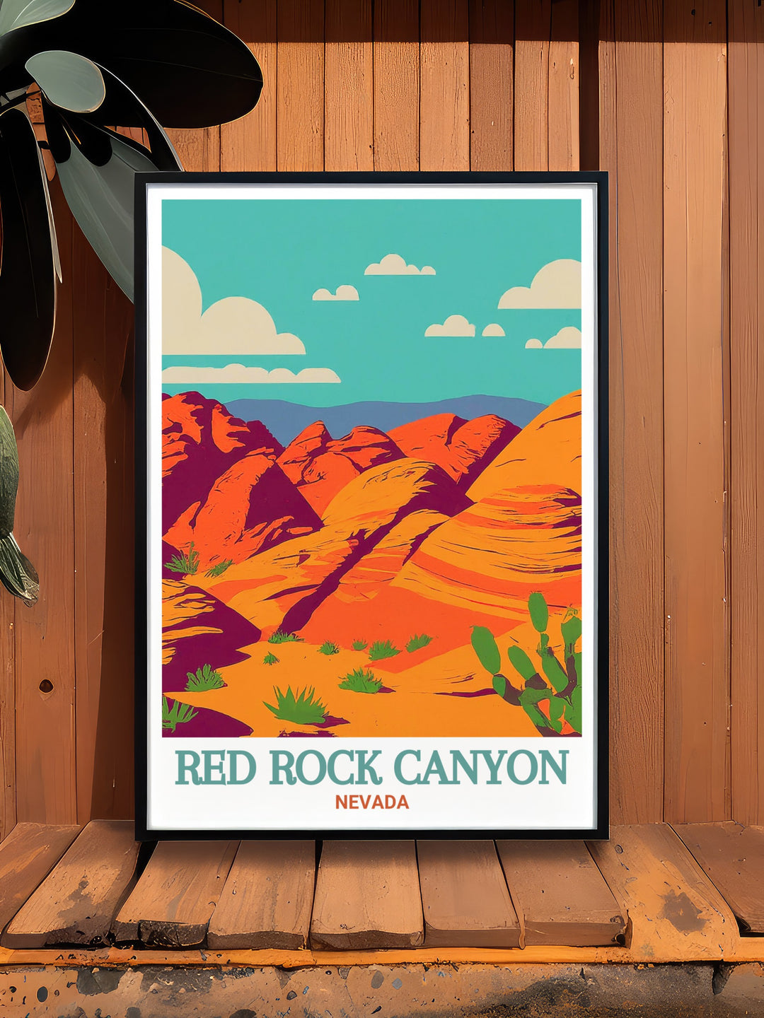 Nevada poster of Red Rock Canyon and Calico Hills blending natural beauty with modern art design perfect for those looking to elevate their home with unique decor that reflects the majesty of Nevada.