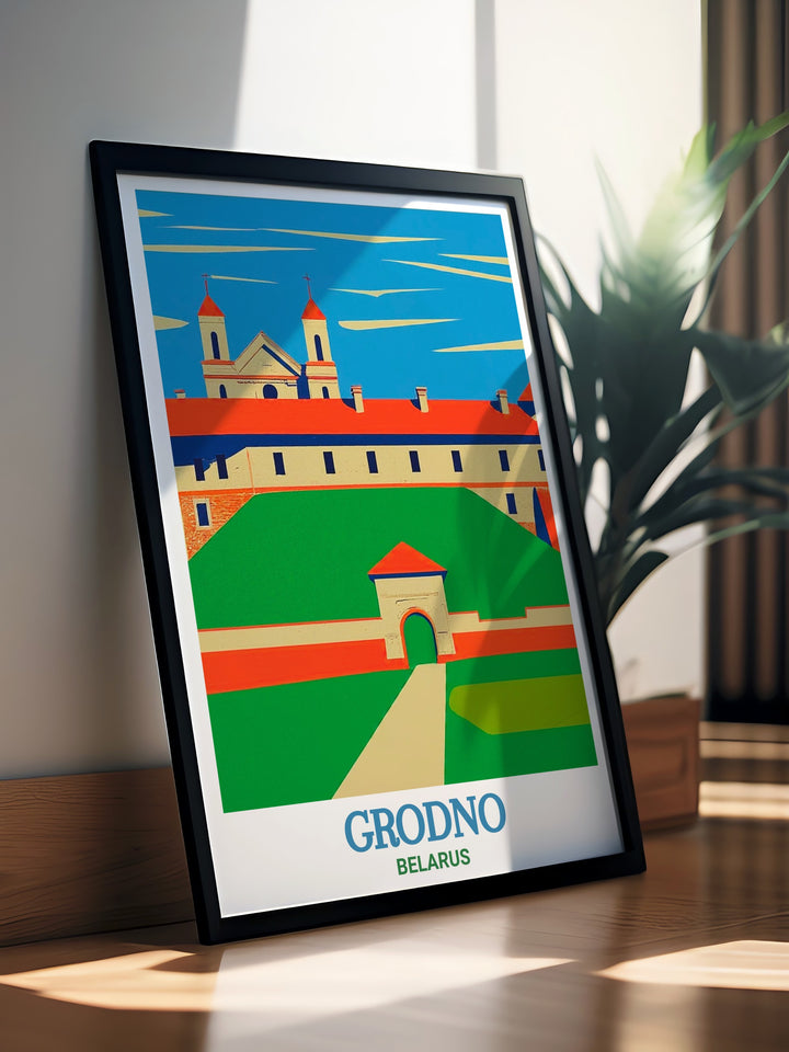 Featuring Grodnos New Castle, this travel print is perfect for anyone with a passion for history, architecture, or travel. The intricate details of the castle are brought to life in this vibrant artwork, making it a wonderful piece for your home decor.