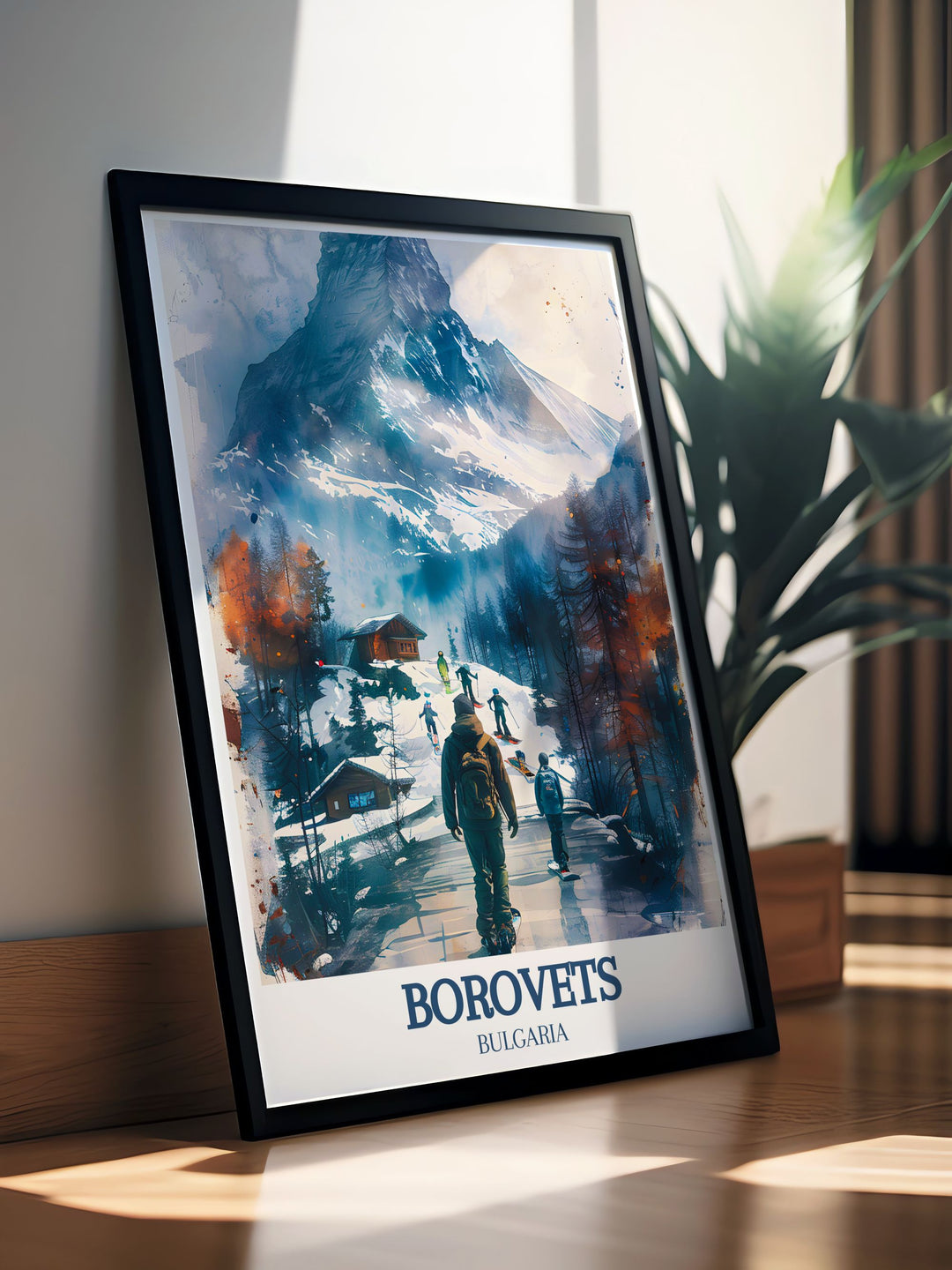 High quality print of Borovets modern ski amenities and the rugged terrain of the Musala Pathway, capturing the essence of Bulgarias premier alpine destination. Ideal for art lovers who appreciate both adventure and nature.