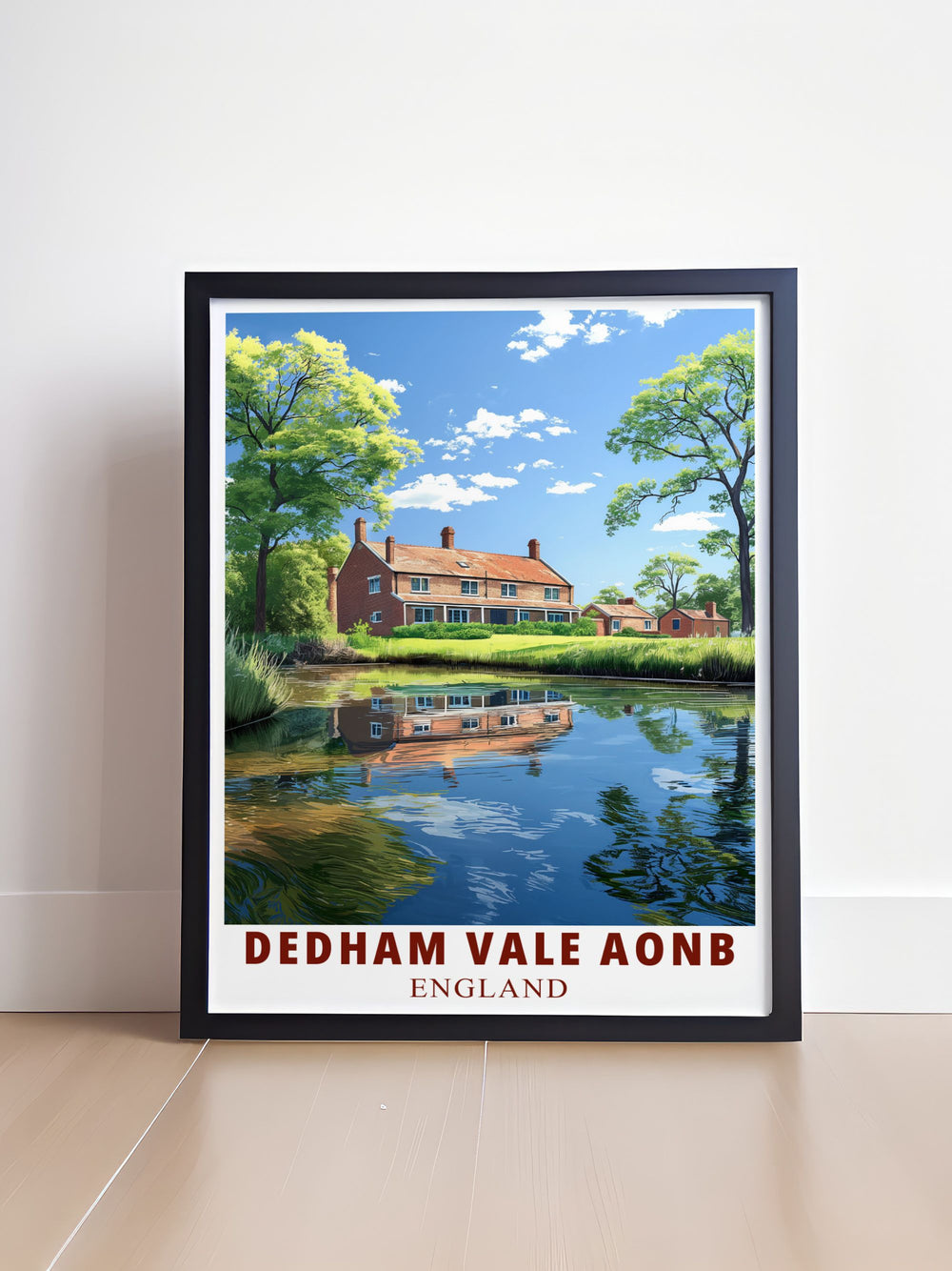 Explore the beauty of Dedham Vale with this travel print, highlighting the picturesque Stour River and Constable Country. Perfect for anyone who admires the British countryside, this canvas art adds a touch of pastoral elegance to any room.