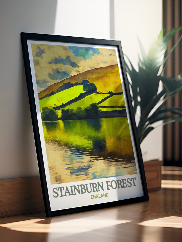 Experience Fewston Reservoir Mountain Biking with this stunning art print featuring Stainburn Forest MTB Trail Centre. Perfect for framing in your home or office for cycling wall art lovers and fans of Yorkshire MTB trails and bucket list prints.