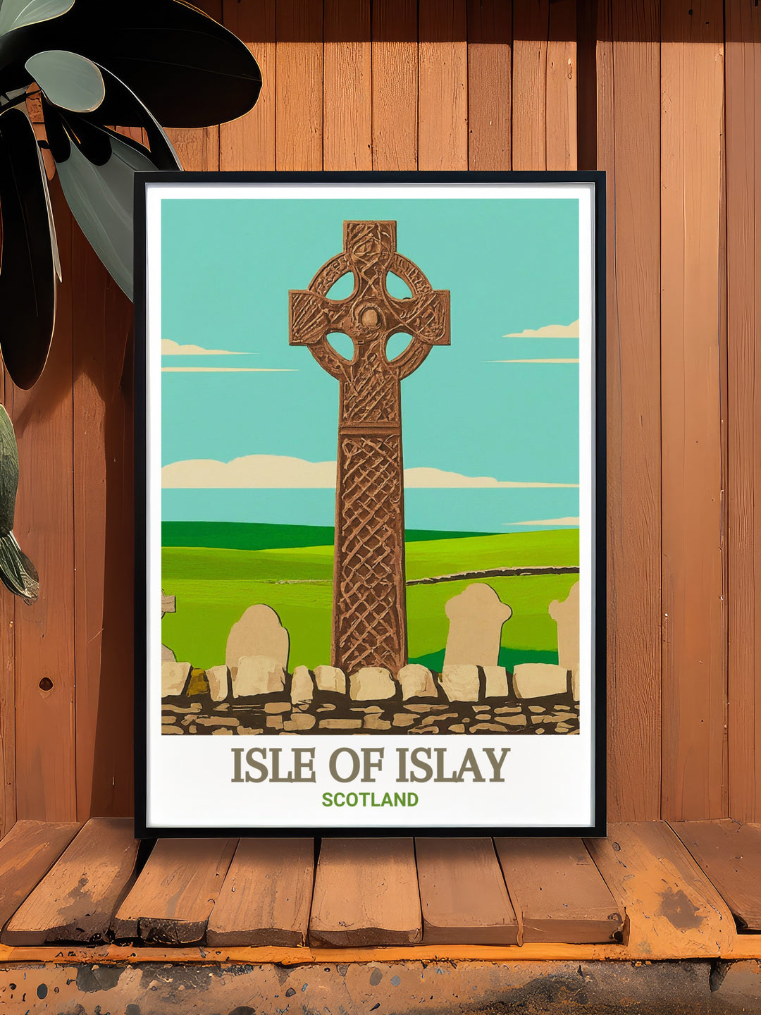 A vintage poster that captures the essence of the Isle of Islay, with the Kildalton Cross as its centerpiece. This artwork is perfect for collectors of historical and cultural prints, bringing a piece of Scotlands past into your home.