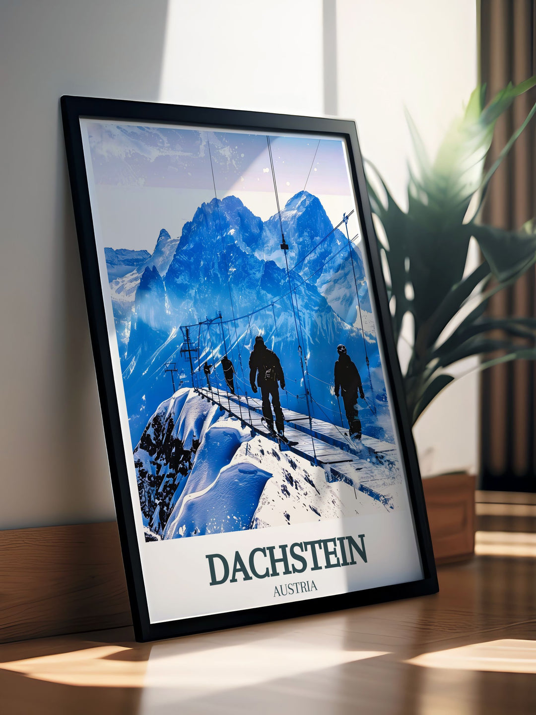 Exquisite Dachstein Skywalk, Alps travel art highlighting the panoramic views and untouched beauty of Dachstein Mountain a captivating piece that adds charm and tranquility to any room.