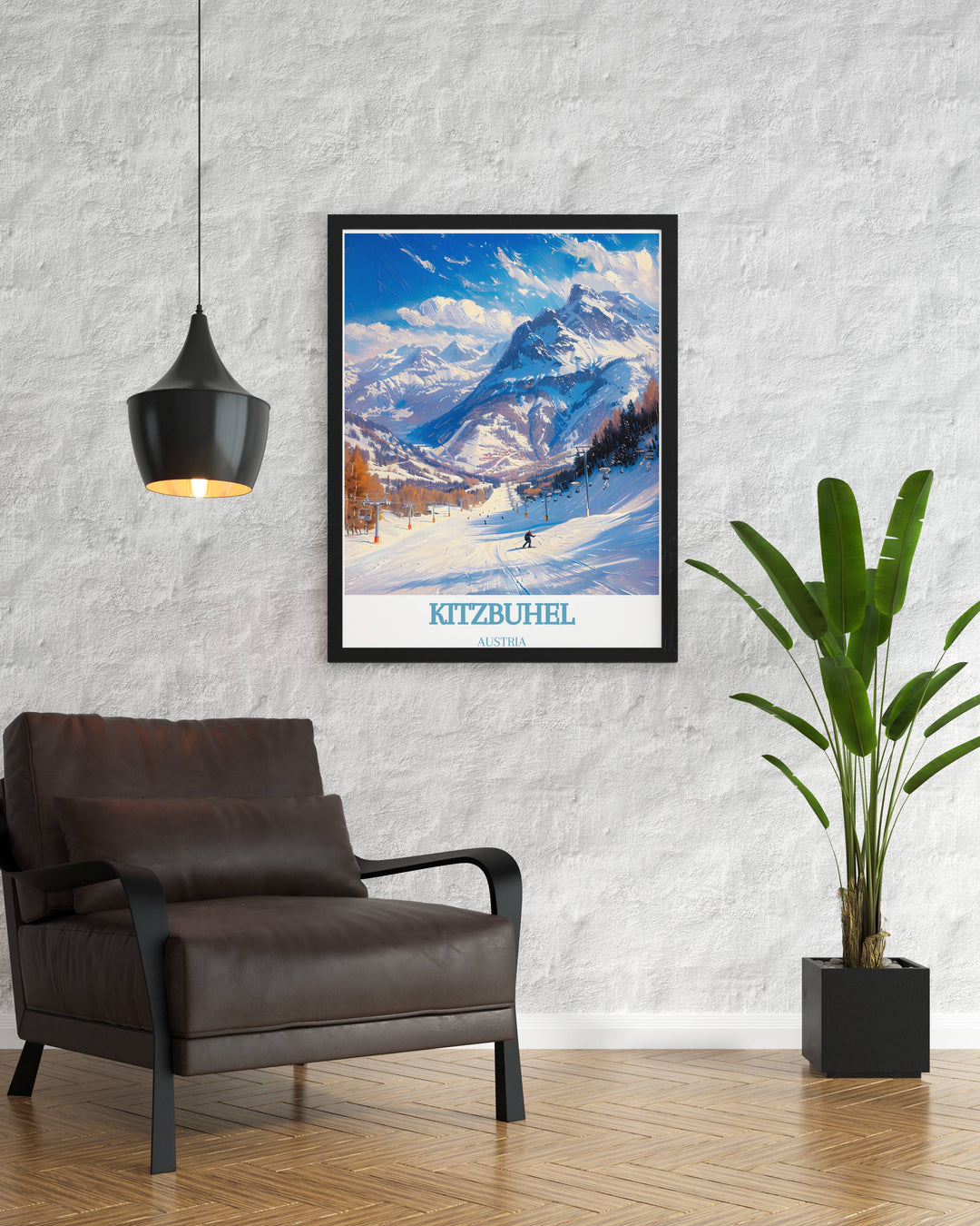 Hahnenkamn Stunning Living Room Décor with retro ski poster aesthetics and contemporary appeal depicting the beauty of skiing in Austria and the magic of Kitzbuhel Austria a perfect addition to any home or office space