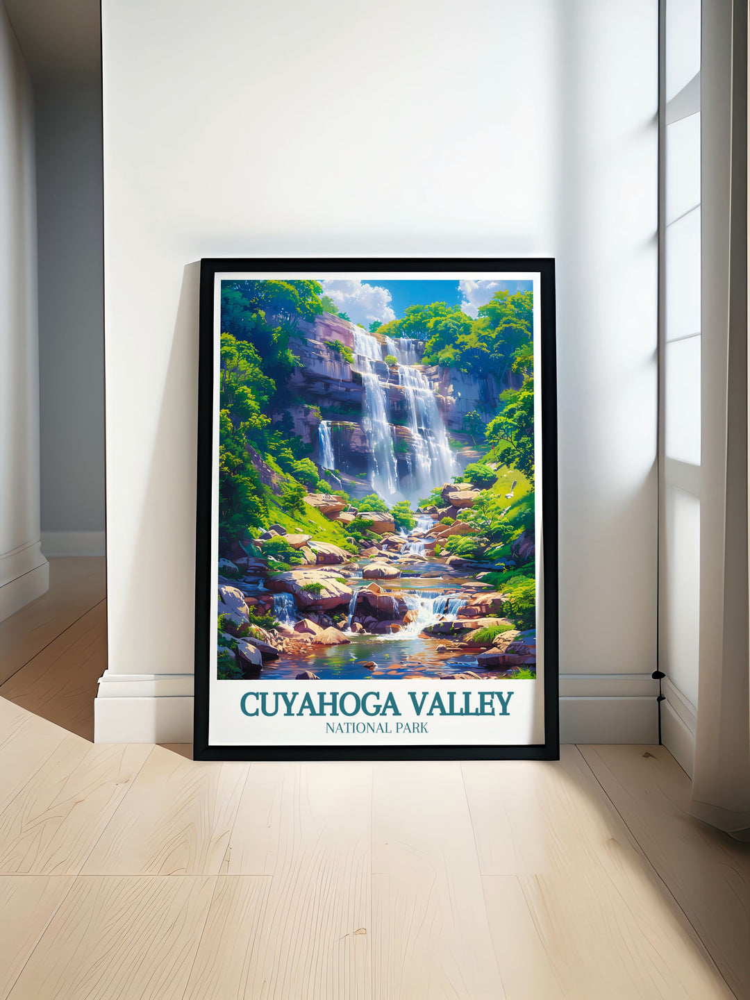Celebrate the charm of Cuyahoga Valley with this high quality art print, featuring the historic Ohio & Erie Canal Towpath Trail and lush surroundings, ideal for home decor.