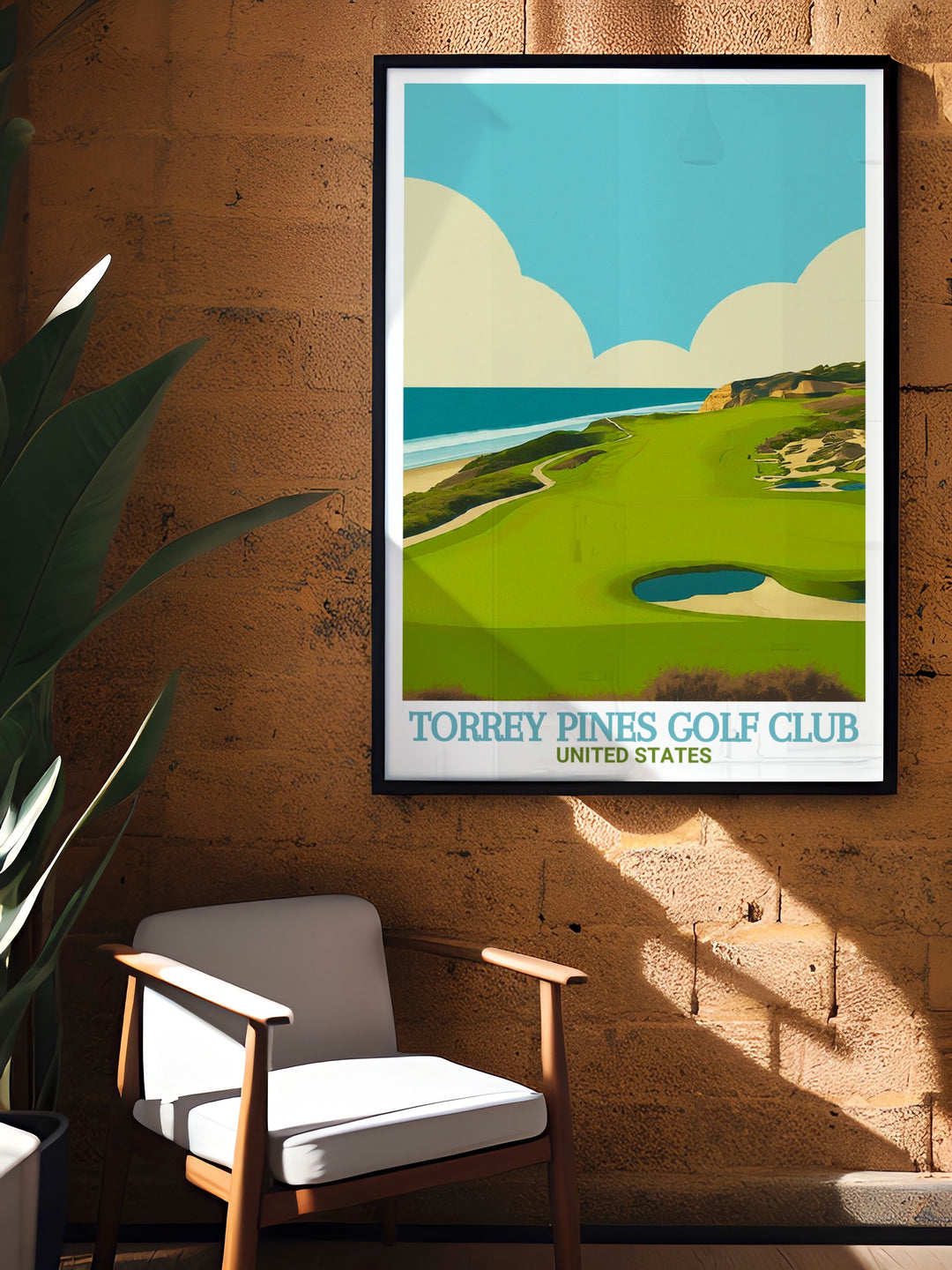 Detailed Torrey Pines decor featuring the stunning scenery of Torrey Pines Golf Club perfect for housewarming gifts and wedding gifts adds a touch of nature to any room and serves as a conversation starter