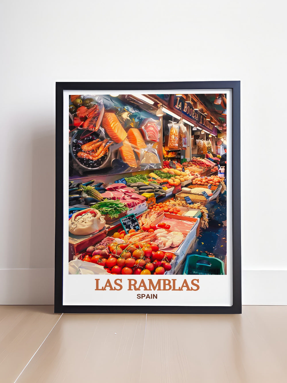 Experience the culinary delights of Barcelona with this canvas art of La Boqueria Market, capturing the bustling energy and colorful displays of this iconic market. A great addition to any food lovers decor.