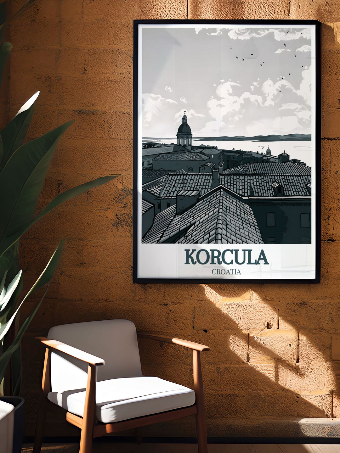 Korcula travel print with St. Marks Cathedral and the Adriatic Sea makes a striking piece of wall art for any home. The combination of architectural detail and the calming sea creates a perfect balance of history and nature for your decor.