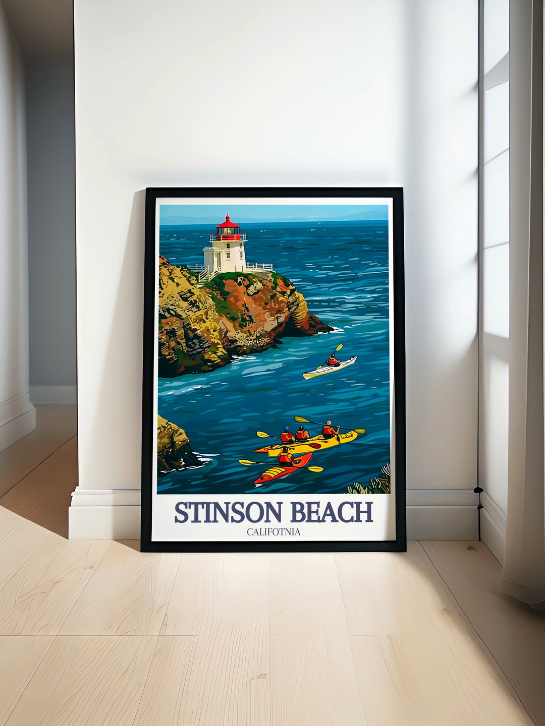 This travel print of Point Reyes National Seashore offers a stunning view of the expansive coastline and untouched wilderness of Northern California. Ideal for lovers of coastal decor, the artwork captures the regions natural beauty and invites you to experience the magic of the Pacific.