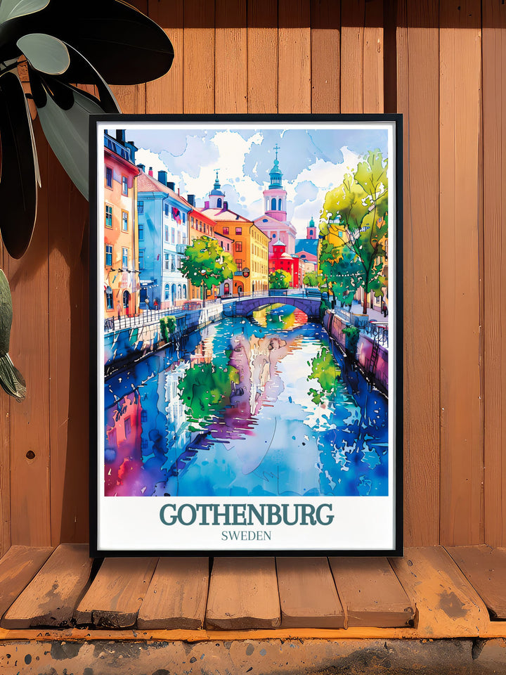 This detailed art print celebrates the historical significance of Gothenburg, featuring landmarks such as the citys fortifications and historic buildings. Perfect for history enthusiasts, this poster offers a glimpse into the rich heritage of Swedens second largest city.
