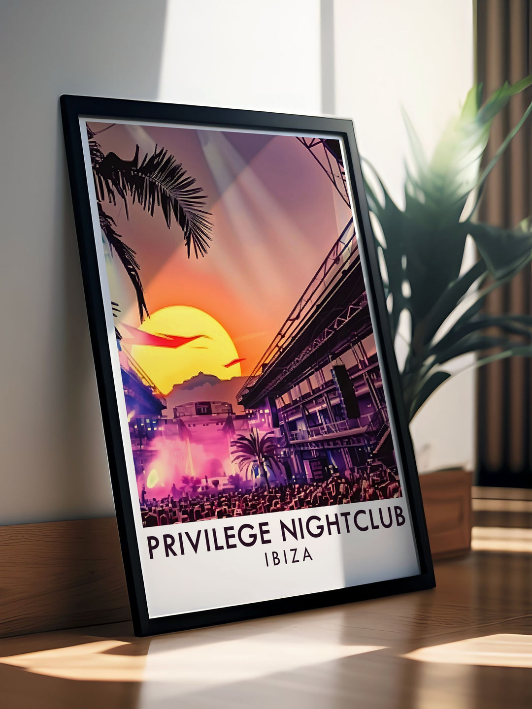 Stage dance club print capturing the lively spirit of Ibizas iconic nightclubs perfect for adding a touch of excitement and modern elegance to any room in your home