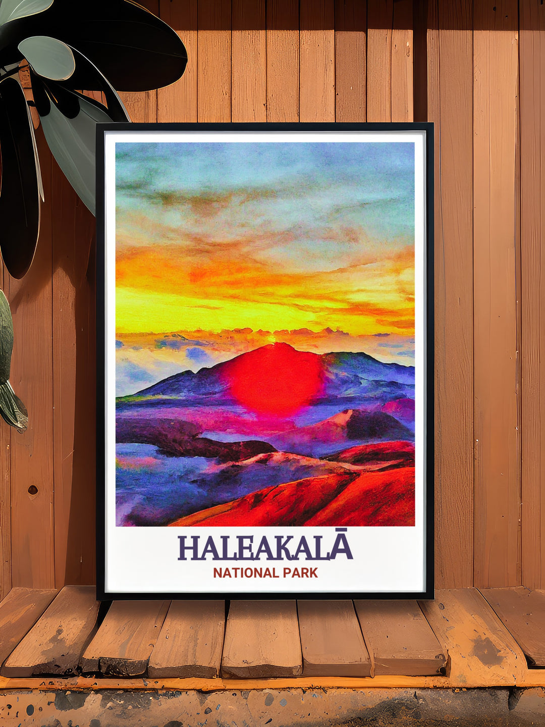 Haleakalā National Park fine art print showcasing the summit during sunrise and sunset. This captivating artwork highlights the vibrant colors and serene environment, perfect for enhancing your home with a touch of nature.