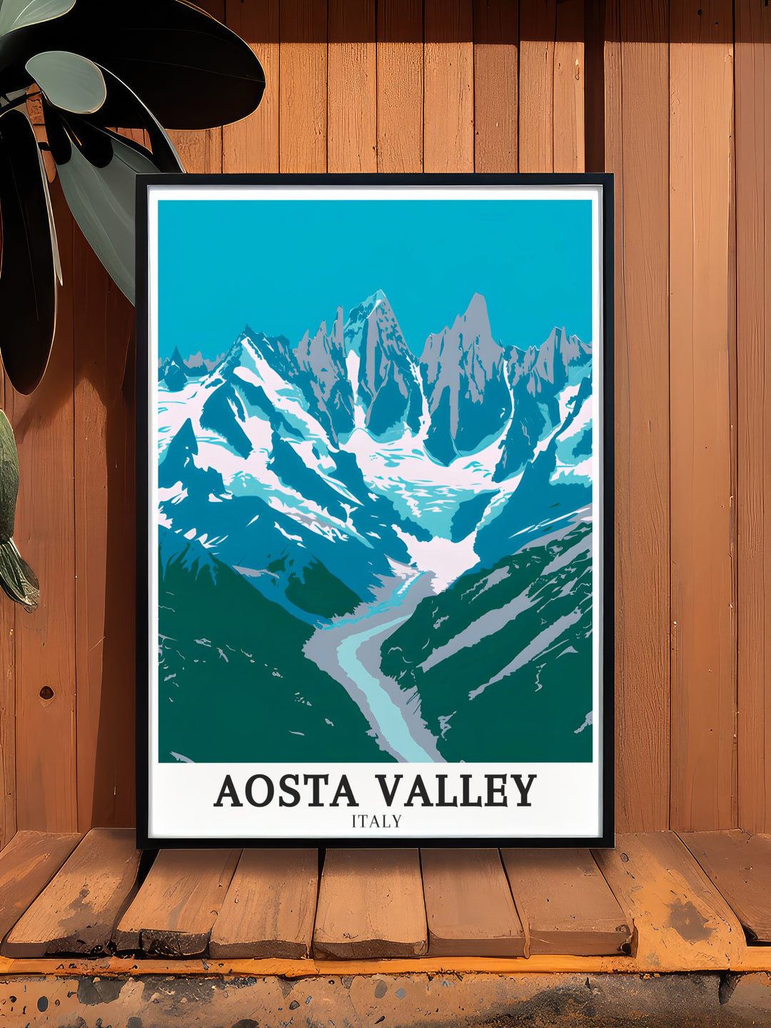 Aosta Valleys lush greenery, Mont Blancs towering peaks, and the Matterhorns iconic shape are all beautifully captured in this Italy artwork. This wall decor piece is ideal for bringing a touch of the Alps into your home, offering a stunning representation of Italys natural beauty.