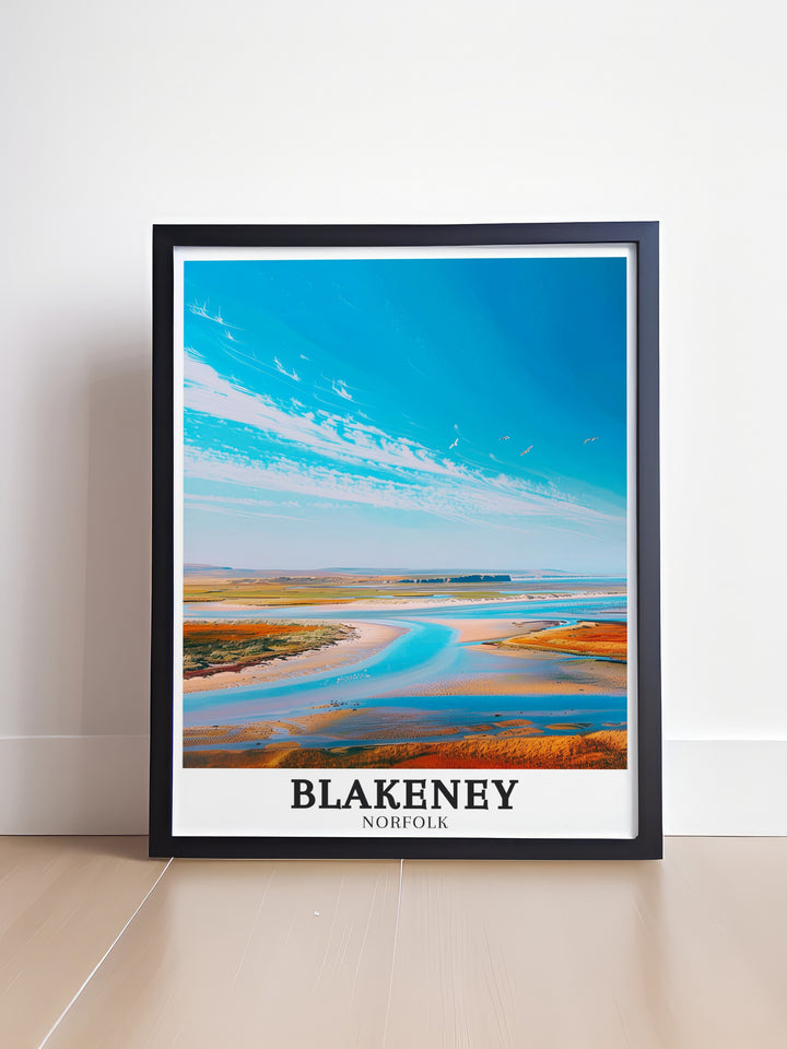 Blakeney Custom Print features the charm of Blakeney Harbour and its surroundings, offering a personalized way to celebrate the beauty of Norfolks coast. This print is ideal for anyone looking to add a unique and nature inspired piece to their home.