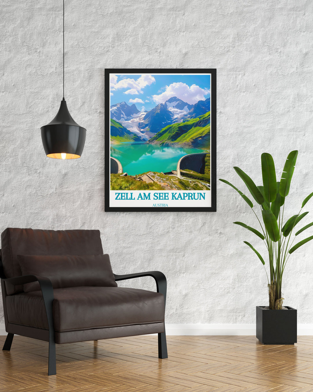 Timeless framed art depicting the scenic landscapes of Zell am See Kaprun. The artwork highlights the regions snow capped peaks, tranquil lake, and vibrant village, offering a perfect blend of adventure and serenity, making it a beautiful addition to any home.