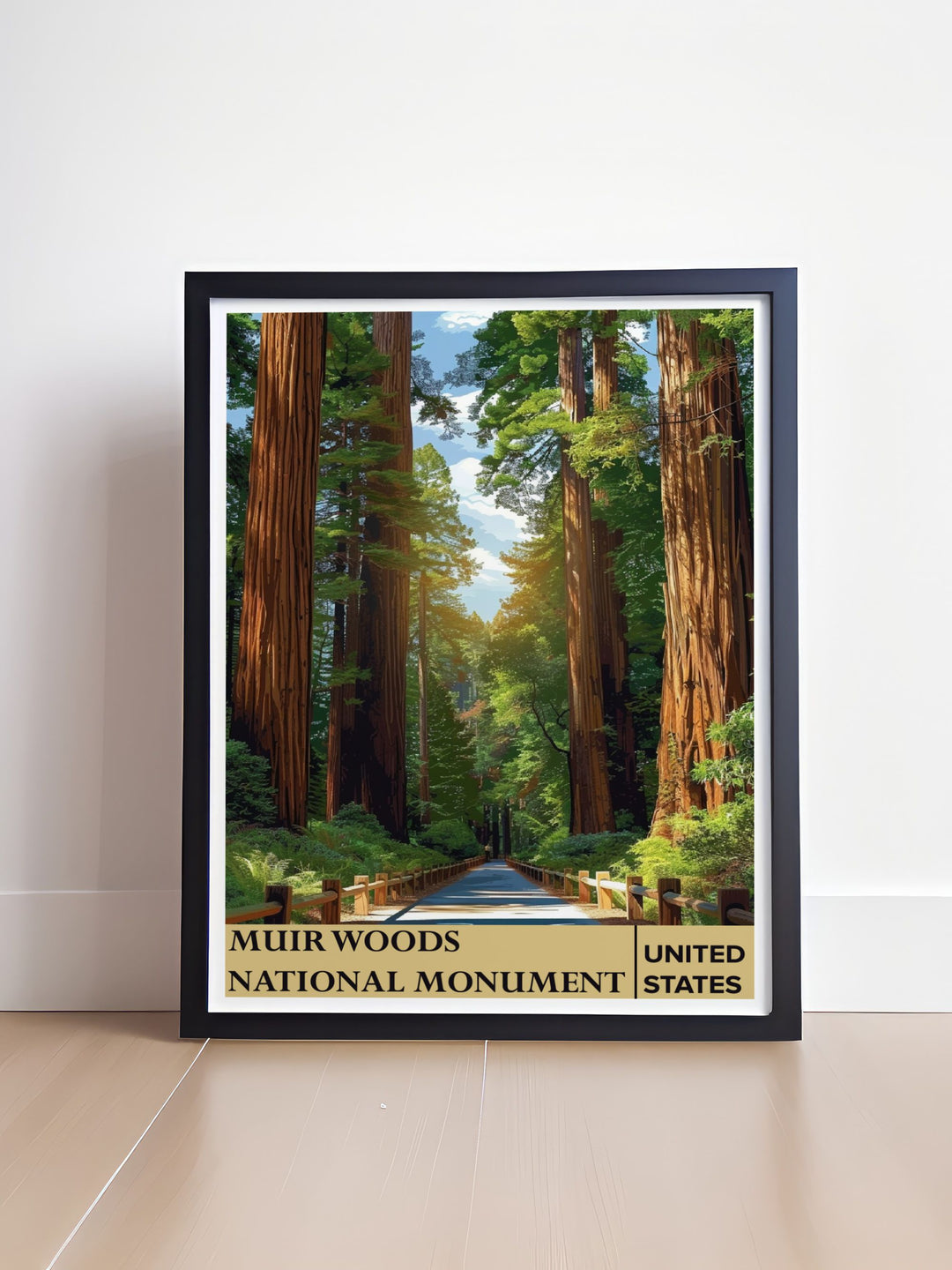 Sophisticated Trails fine line print showcasing the intricate details of Muir Woods Botanical Garden perfect for enhancing your living room decor and creating a peaceful ambiance