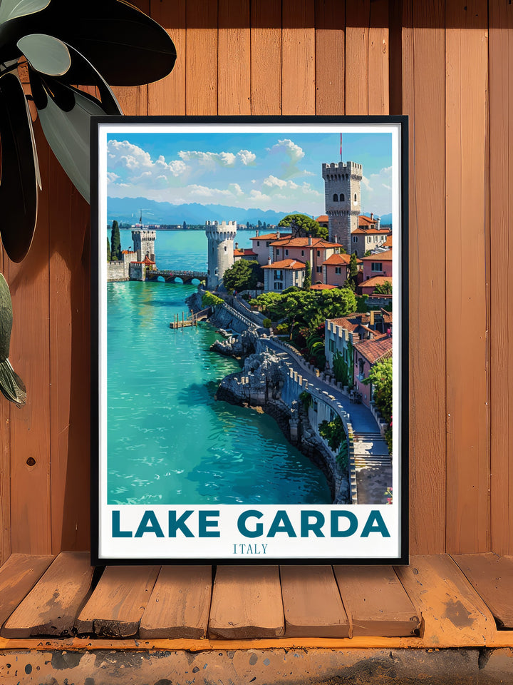 Discover the rich beauty of Lake Garda and Sirmione with this Italy wall print. Ideal for travel enthusiasts, this piece captures the essence of Italys most beloved lake and its medieval town.