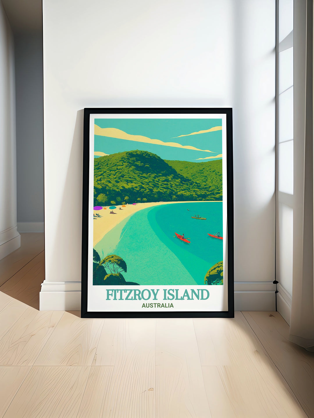 Fitzroy Island wall art showcases the lush landscapes and peaceful beaches of this Australian gem, featuring the inviting waters of Welcome Bay. This travel poster makes an excellent gift for those who love tropical getaways and coastal decor.