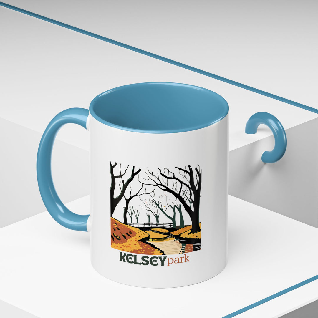 Enjoy the peace of Kelsey Park with this unique mug. Its ceramic design is both artistic and practical, making it a perfect addition to your collection or a wonderful gift for park enthusiasts.